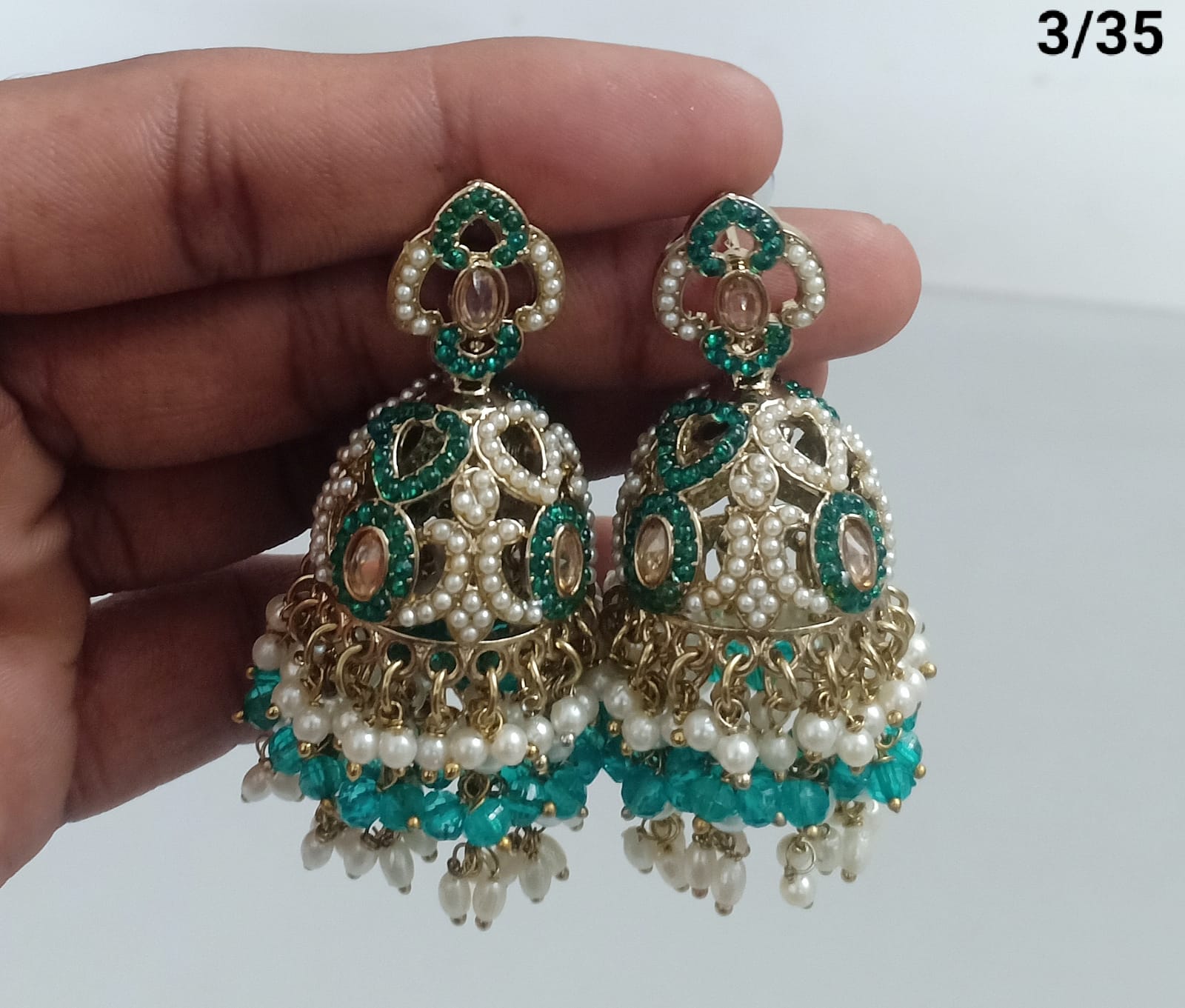 Pearl Cascade Antique Jhumkas – Ethnic Elegance by Lucentemarket